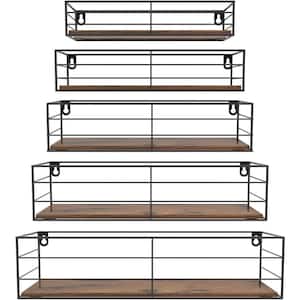 16 in. W x 5.4 in. D Brown Floating Shelves Set of 5-Decorative Wall Shelf