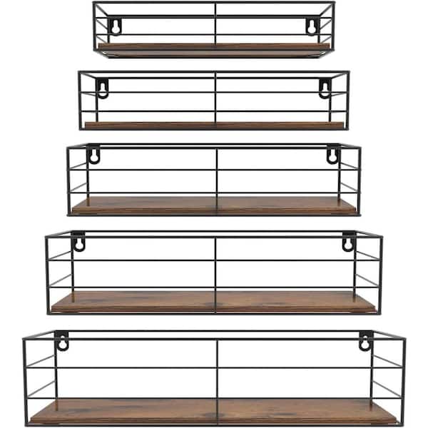 Unbranded 16 in. W x 5.4 in. D Brown Floating Shelves Set of 5-Decorative Wall Shelf
