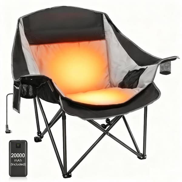 Oversized Heated Camping Chair-3 Heat Levels, 500 lbs. Support, Portable Folding Chair for Outdoor(Battery Included)