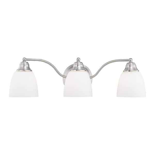Livex Lighting Beaumont 23 in. 3-Light Brushed Nickel Vanity Light with Satin Opal White Glass