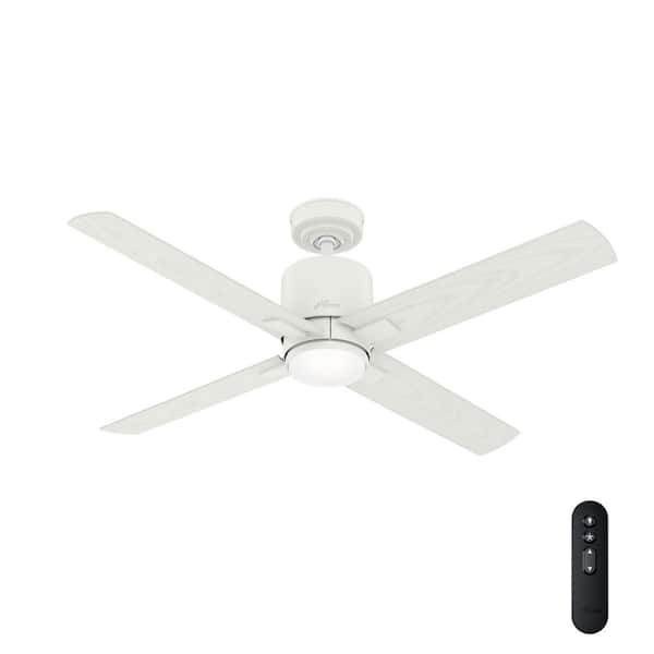 Hunter Visalia 52 in. Integrated LED Indoor/Outdoor Matte White Ceiling Fan with Light Kit and Remote