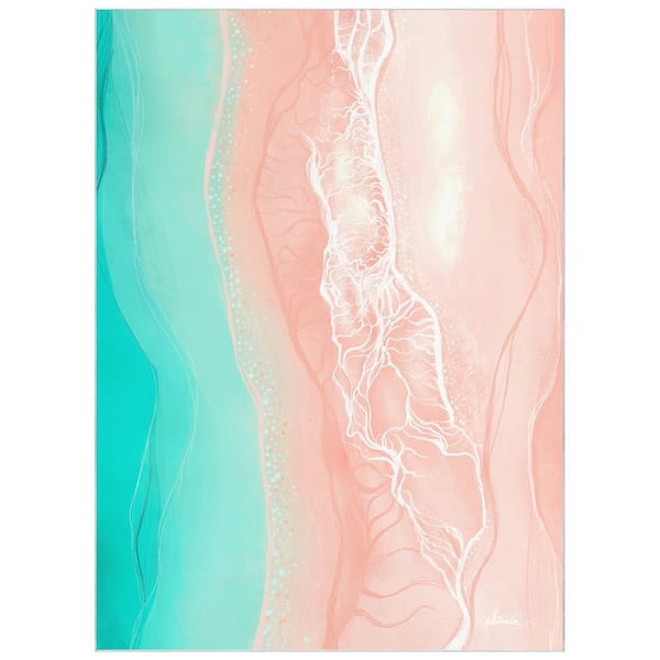 Empire Art Direct Pink and Blue 8' x 10' Ethereal Shore Washable Art Area Rug Power-loomed Heavenly Softness with Non-Slipping Backing