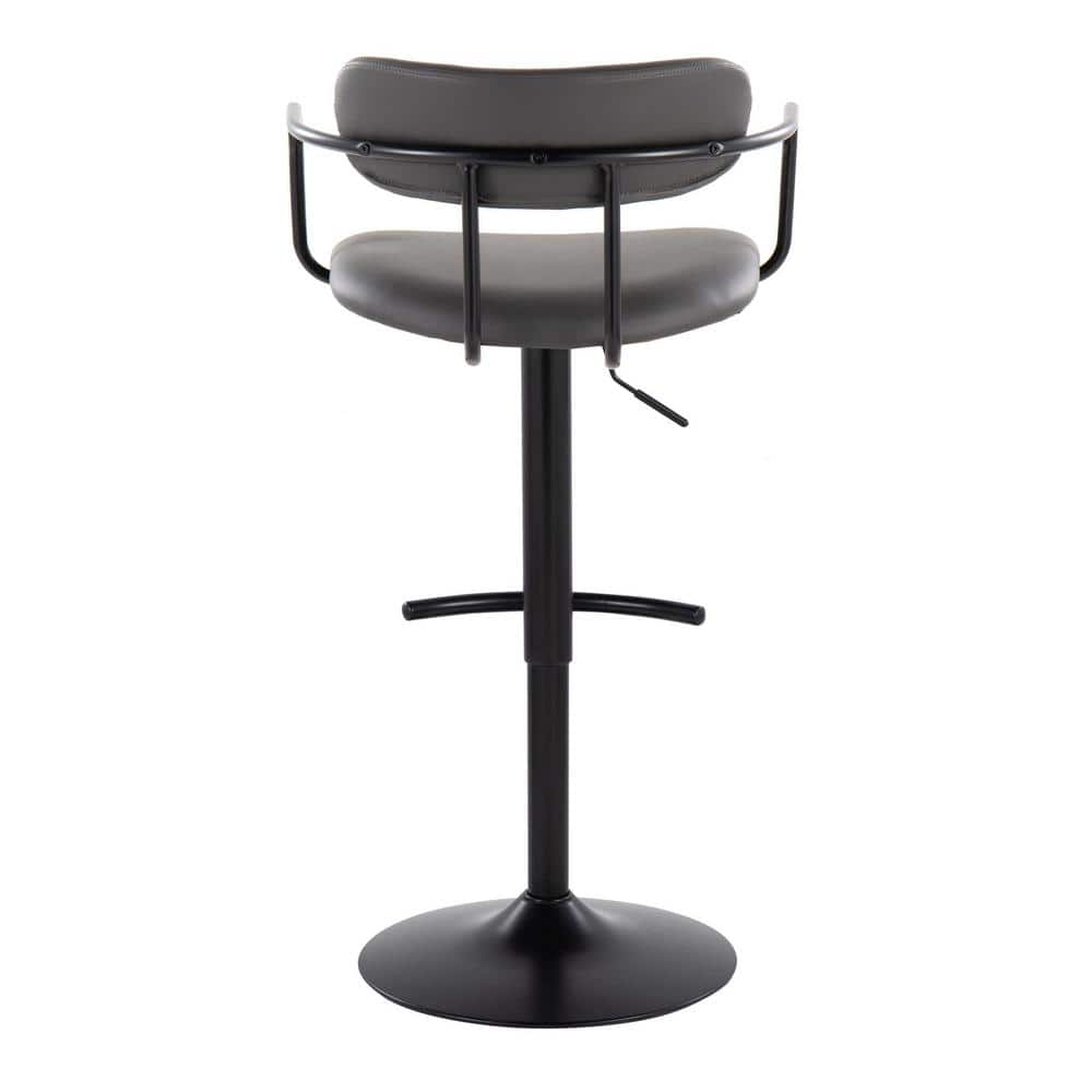 Gray Adjustable Swivel Bar Stools with Metal Frame
