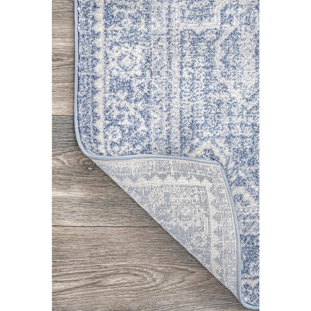 Reversible Blue Synthetic 4' x 6' Rectangular Area Rug