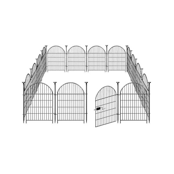 Garden Fence Animal Barrier with Gate 40 in H, 26.2 Ft L, 12 Panels Rustproof Metal Wire for Dogs Rabbits Outdoor Edging