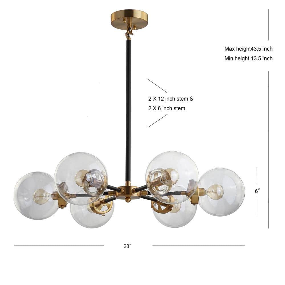 Caleb 28" Black and Brass Gold Sputnik LED Chandelier