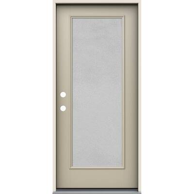 36 in. x 80 in. Right-Hand 1 Lite Micro-Granite Frosted Glass Sand Paint Fiberglass Prehung Front Door