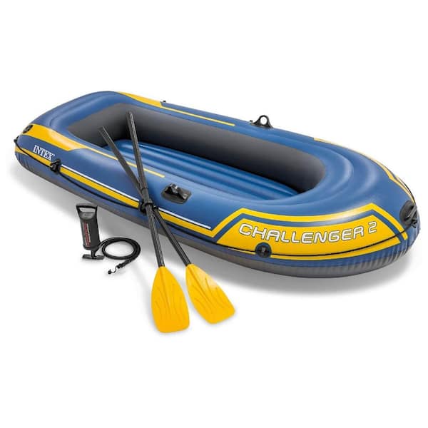 Challenger 2 Inflatable Boat Set with 48" Oars, Pump, & Oar Locks