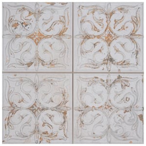 Antigua Lis White 12-7/8 in. x 12-7/8 in. Porcelain Wall Take Home Tile Sample