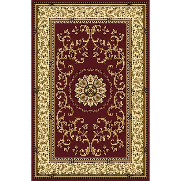 Unbranded Noble Burgundy 8 ft. x 12 ft. Traditional Medallion Oriental Area Rug