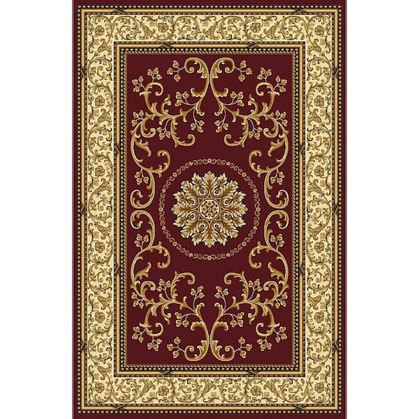 RADICI USA Noble Burgundy 8 ft. x 10 ft. Traditional Medallion Oriental Area Rug