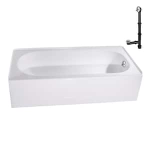 60 in. x 30 in. Porcelain-Enameled Steel Alcove Bathtub, External Right Drain in Polished Chrome