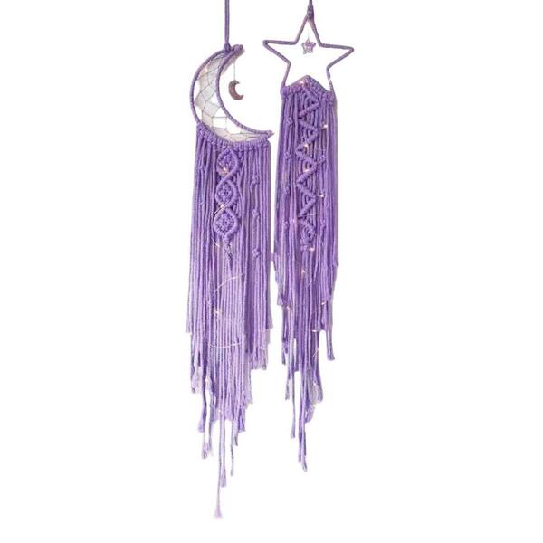 Star & Moon Dream Catcher With Lights – 2 Pack Boho Wall Hanging For Bedroom, Teen Room & Gifts - View #2