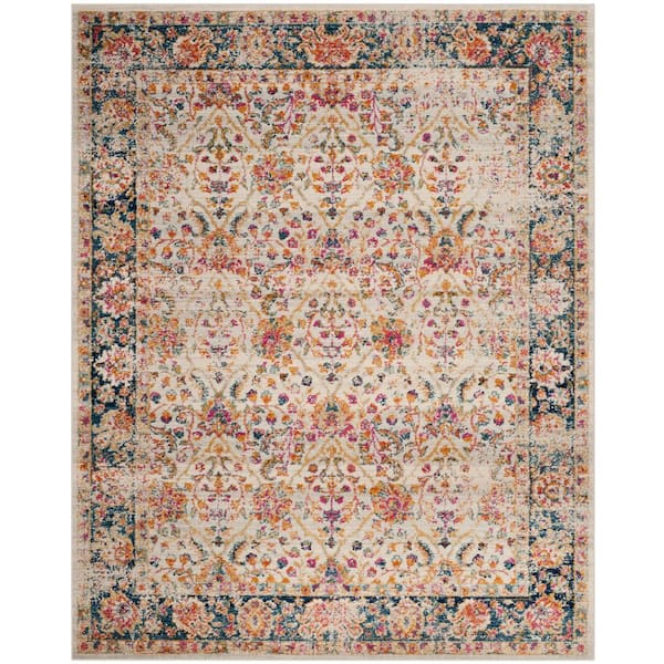 Madison Cream/Navy 8 ft. x 10 ft. Border Area Rug