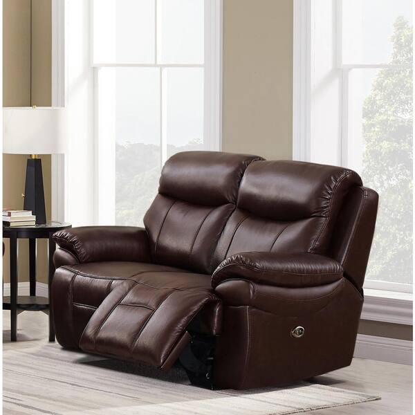 brown leather recliner 2 seater sofa