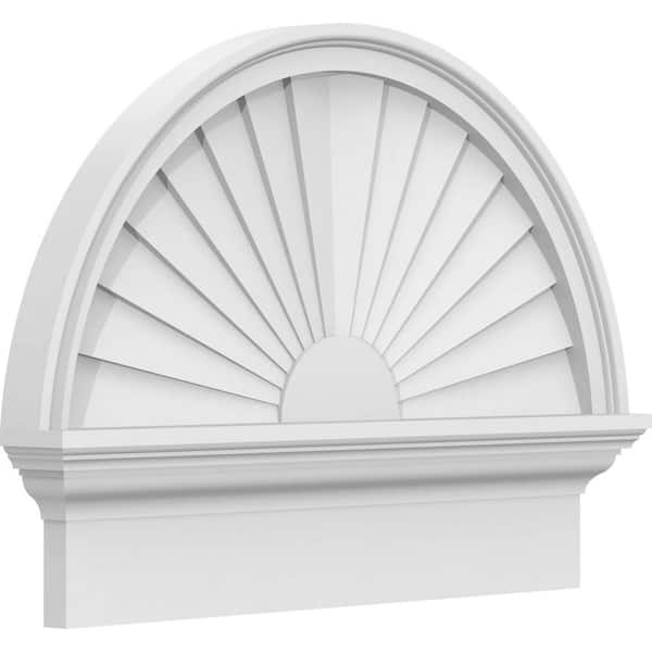 Ekena Millwork 2-3/4 in. x 24 in. x 18-3/4 in. Half Round Sunburst Architectural Grade PVC Combination Pediment