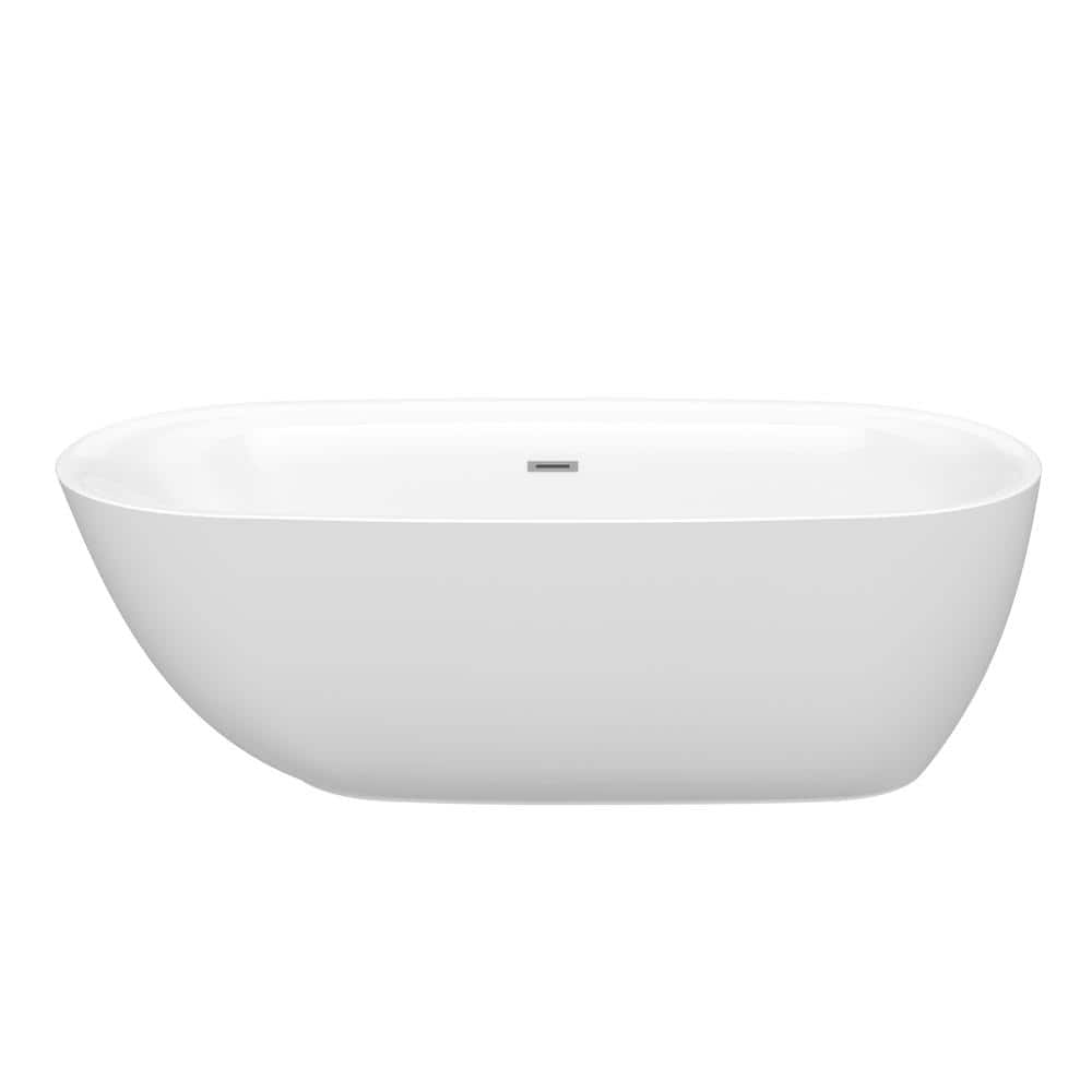 67'' White Acrylic Freestanding Soaking Bathtub