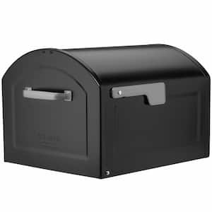Centennial Black, Extra Large, Steel, Post Mount Mailbox with Premium Silver Handle and Flag