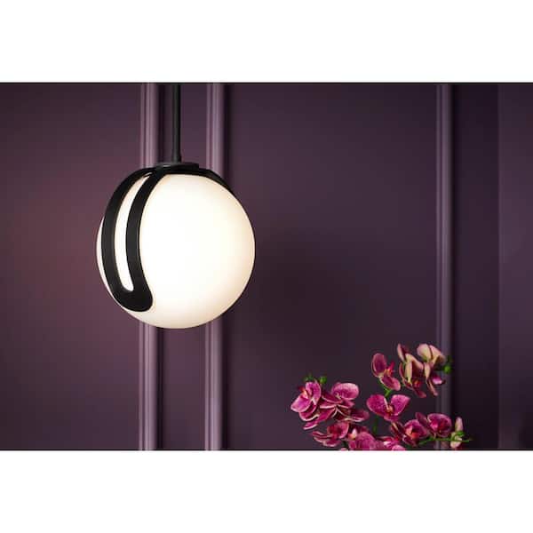 KOHLER Kraga 1-Light Matte Black Shaded Pendant Light