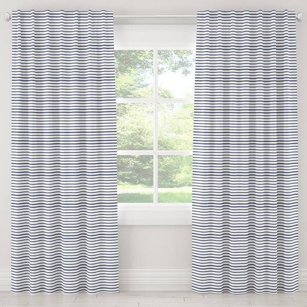 Skyline Furniture 50 in. W x 84 in. L Unlined Curtain in Nautical Stripe Navy