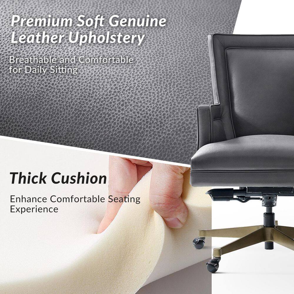 Close-up of the soft leather upholstery and cushion of a chair.