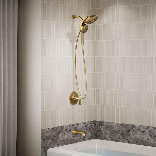 Sundae Single Handle 1-Spray Tub and Shower Faucet 1.75 GPM in. Vibrant Brushed Moderne Brass (Valve Included)
