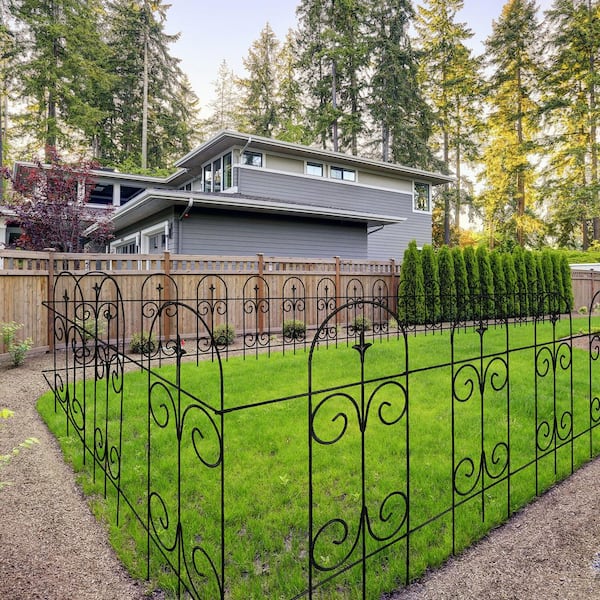 OGETFUUR 32 in. Metal Garden Fence, No Dig Fence Rustproof
