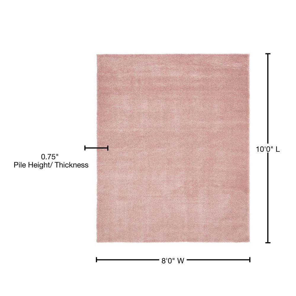 Plush Pink Shag 8' x 10' Synthetic Easy-Care Area Rug