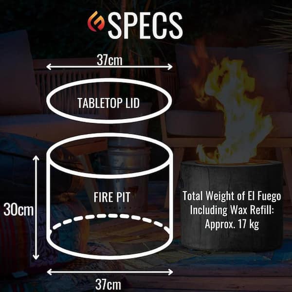 ECOFUEGO El Fuego 11.8 in. Ceramic Original Fire Pit with Wax Fuel