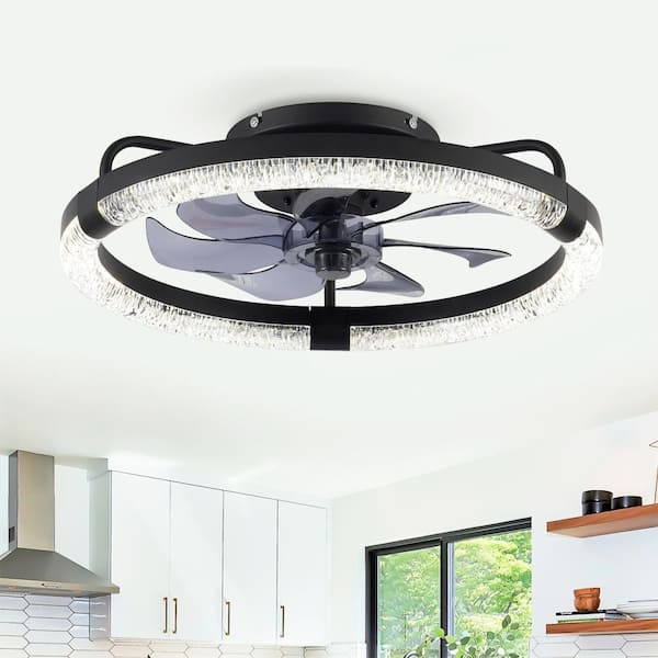 20in Matte Black  Ceiling Fans with Kit LED Dimmable For Living room Bedroom