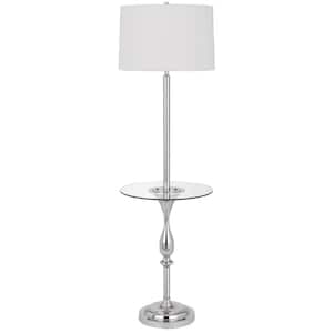 61 in. Silver 1 Dimmable (Full Range) Tripod Floor Lamp for Living Room with Cotton Empire Shade