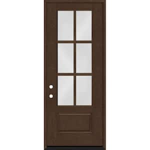 Regency 36 in. x 96 in. 3/4-6 Lite Clear Glass RHIS Hickory Stained Fiberglass Prehung Front Door