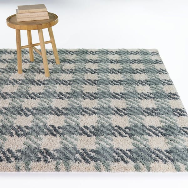 Halston Cream 5 ft. x 7 ft. Modern Plaid Area Rug