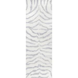 Zebra Stripes Gray 3 ft. x 8 ft. Runner Rug
