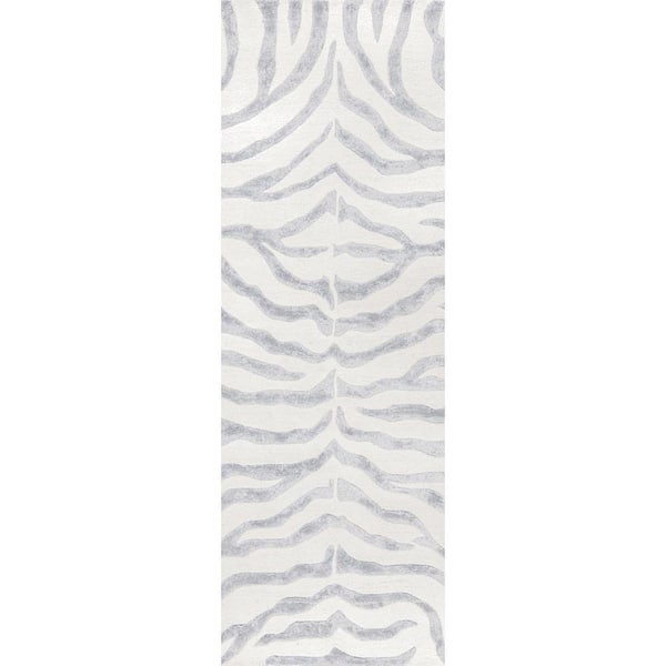nuLOOM Zebra Stripes Gray 3 ft. x 8 ft. Runner Rug