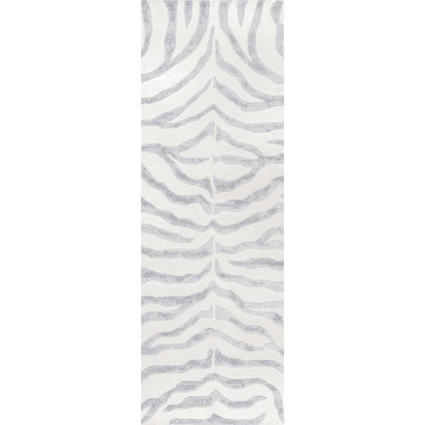 nuLOOM Zebra Stripes Gray 3 ft. x 8 ft. Runner Rug ZF5-2608 - The 