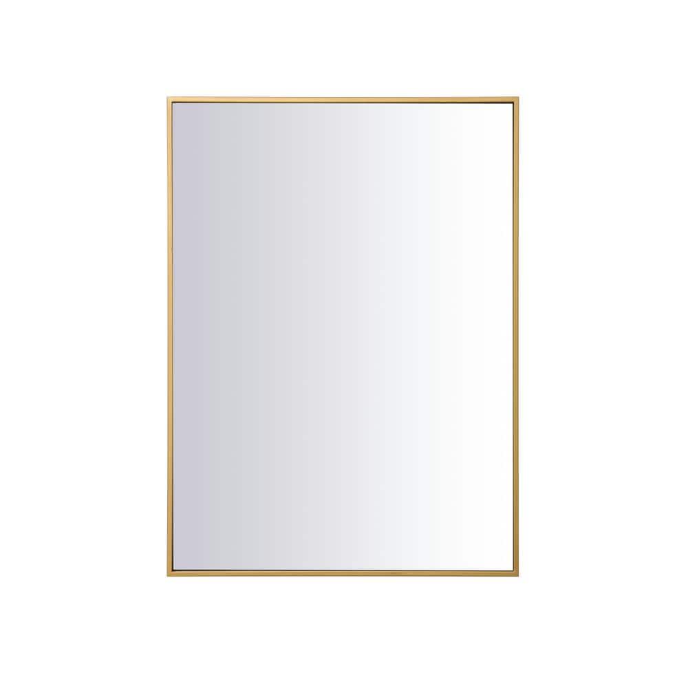 Medium Rectangle Brass Modern Mirror (36 in. H x 27 in. W)
