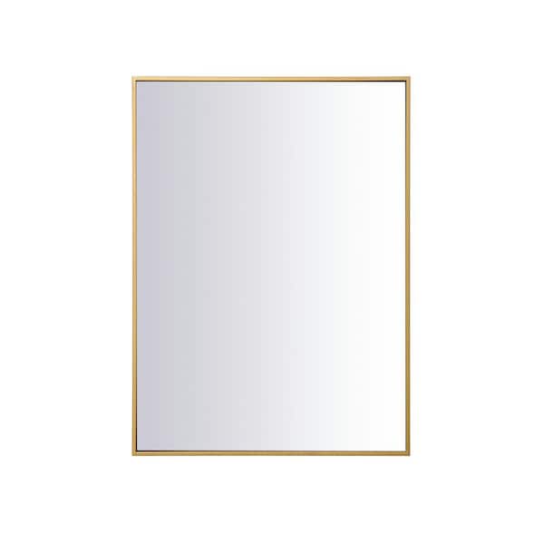 Unbranded Medium Rectangle Brass Modern Mirror (36 in. H x 27 in. W)