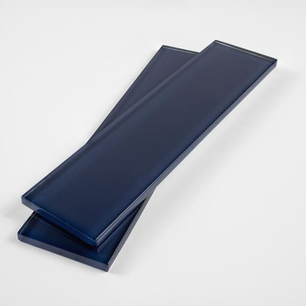 2 in. x 8 in. Glass Deep Blue Gloss Subway Tile (13.02 sq. ft./Case)