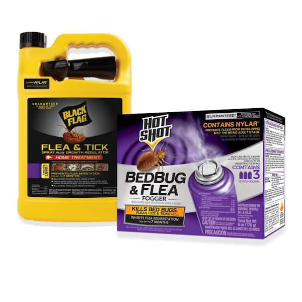 1 Gal. Flea and Tick Spray Plus Growth Regulator and Bed Bug and Flea Killer Aerosol Fogger (3-Count) Combo