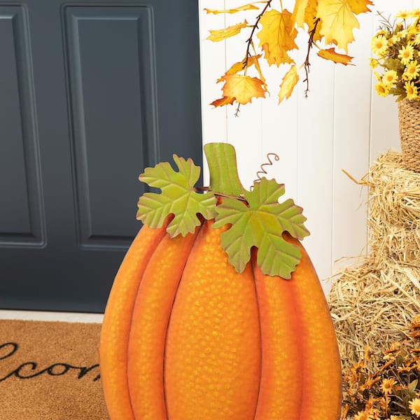 skk._.i☘️ Glitzhome 37.75 in. H Fall Metal Embossed Glitter Pumpkin