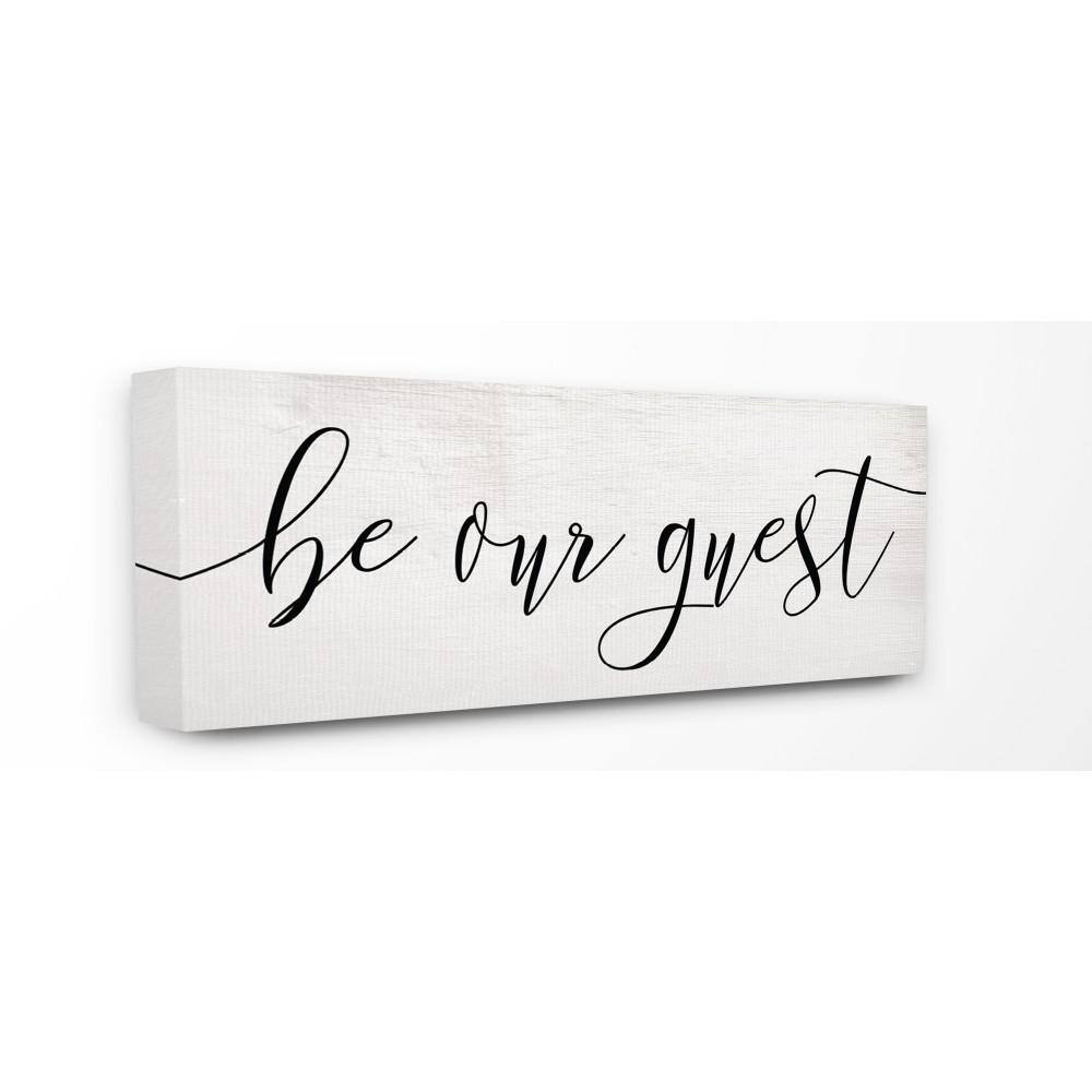10 in. x 24 in. Be Our Guest Script White Wood Look Typography by Daph