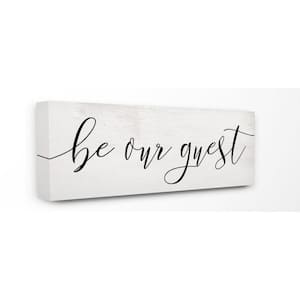 10 in. x 24 in. "Be Our Guest Script White Wood Look Typography" by Daphne Polselli Canvas Wall Art