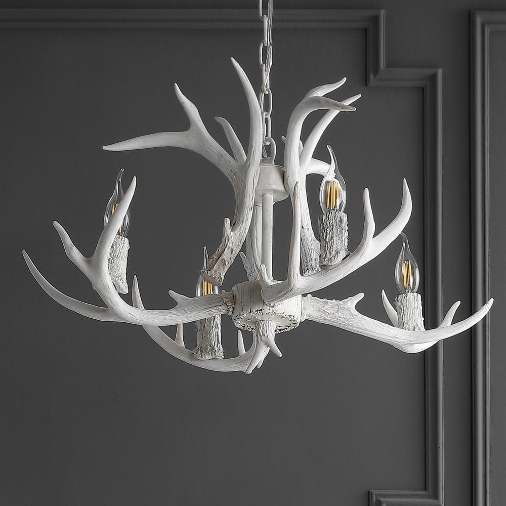 Eldora 27" White Resin Antler Chandelier