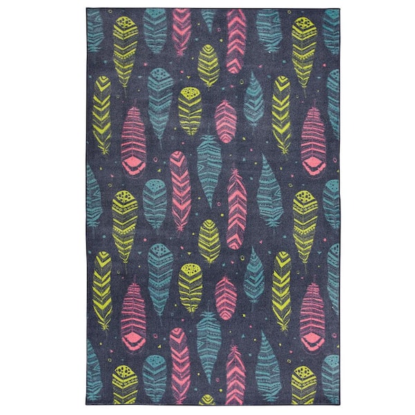 Mohawk Home Falling Feathers Navy 8 ft. x 10 ft. Contemporary Area Rug