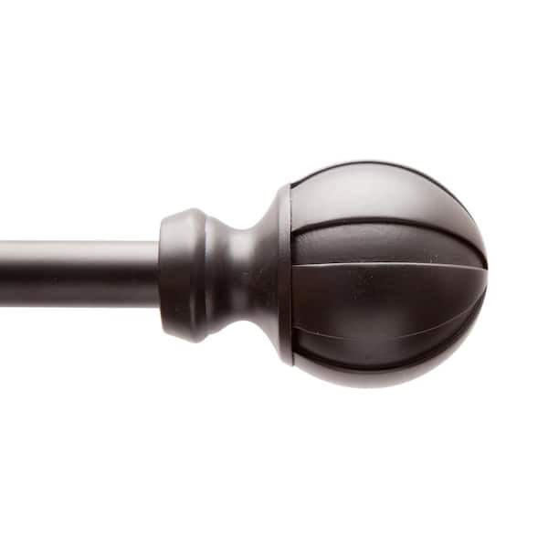 Kenney Twist & Fit Rio 48 in. - 84 in. Adjustable 5/8 in. Single No Tools Decorative Window Curtain Rod, in Matte Black
