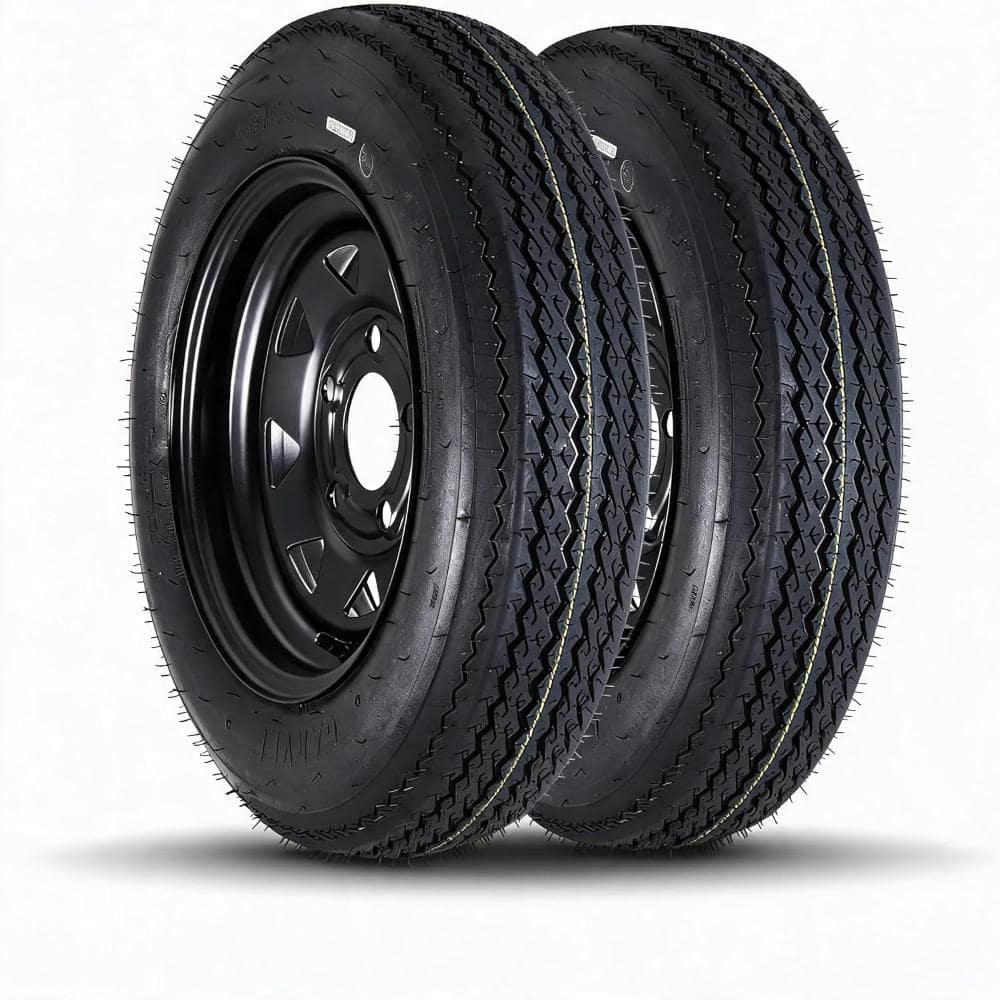 "2-Pack 4.80-12 Trailer Tires on Black Rims 6PR, 5-Lug 4.5"" Bolt Circle & 72mm Bore for Boat, Cargo & Garden Trailers" price history on PriceWatchPro