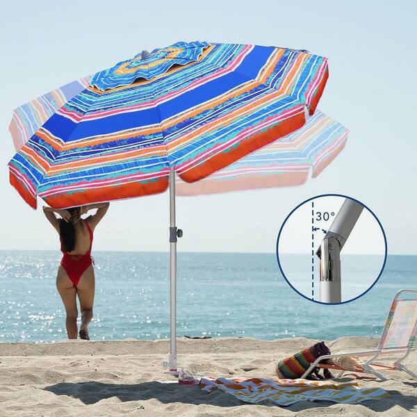 7 ft. Heavy Duty High Wind Beach Umbrella Parasols with sand