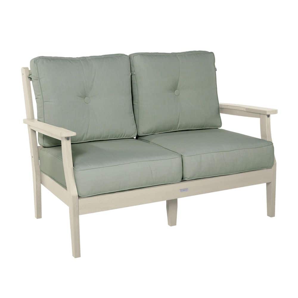 Lehigh Whitewash Recycled Plastic Outdoor Deep Seating Loveseat with Sunbrella Canvas Seasalt Cushions price history on PriceWatchPro