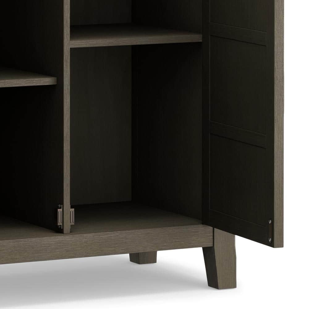 Farmhouse Grey Solid Pine Freestanding Office Cabinet with Adjustable Shelving